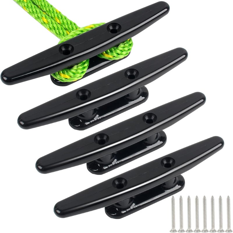 VEITHI Black Nylon Boat Cleat 4"/5"/6"/8", Dock Cleat with Hardware 4 Pack,Boat Dock Cleats Kayak Cleat Rope Cleat Used for Docking Boats, Canoe,Mooring,Maritime Decor,Dock Tie Down Cleats - Image 1